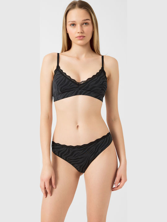 Minerva Zebra Women's Bralette Bra Anthracite Zebra