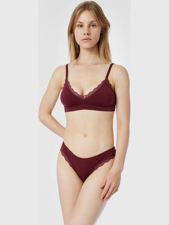 Minerva Fimelle Elegance Women's Bralette Bra Burgundy
