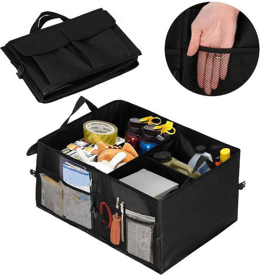Foldable Trunk Organizer Compartmentalized Water-resistant 56x40x26cm Black