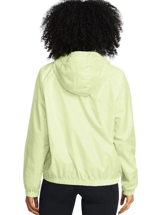 Under Armour Women's Running Short Sports Jacket Windproof for Winter Green