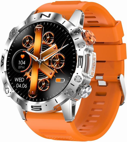 Gravity GT20 46mm Smartwatch with Heart Rate Monitor (Silver / Orange)