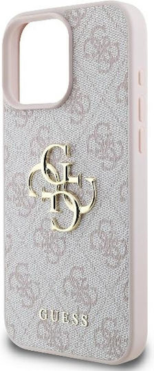Guess Logo Back Cover Synthetic Leather Pink (iPhone 16 Pro Max)