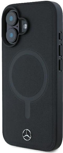 Mercedes-Benz Umschlag Rückseite Kunststoff / Leder Schwarz (iPhone 16 Plus)