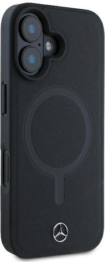Mercedes-Benz Umschlag Rückseite Kunststoff / Leder Schwarz (iPhone 16 Plus)