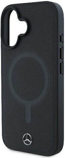 Mercedes-Benz Umschlag Rückseite Kunststoff / Leder Schwarz (iPhone 16 Plus)