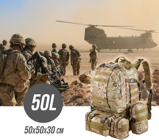 Military Backpack Hiking Waterproof Ultra-light 4 In 1 50 Liters Combat Camouflage Color