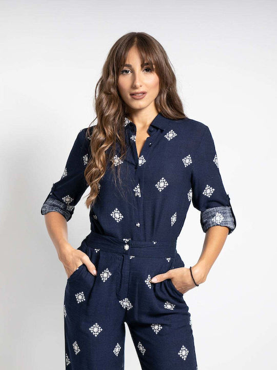 Damen Marineblau Set mit Hose mit Gummizug in Lockerer Passform