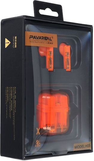 Pavareal PA-H15 In-ear Bluetooth Handsfree Ακουστικά με Θήκη Φόρτισης Πορτοκαλί