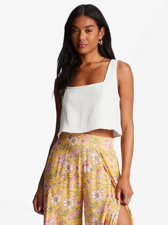 Open Skies Γυναικείο Crop Top Βαμβακερό με Τιράντες Λευκό