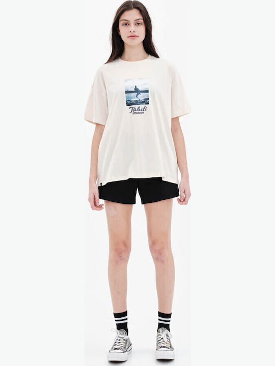 Γυναικείο Oversized Crop T-shirt Light Orange