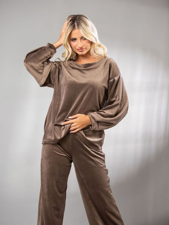 Damen Bluse Samt Blue