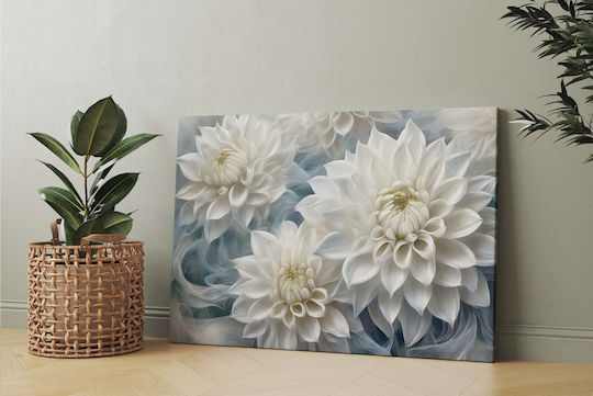 Floral Διακόσμηση Τοίχου Πίνακας Ζωγραφικής Σαλόνι Λευκές Ντάλιες 60x90