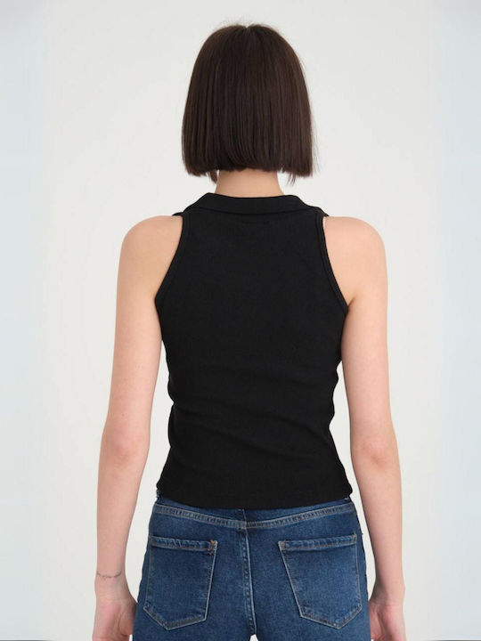 Damen Bluse Ärmellos Black