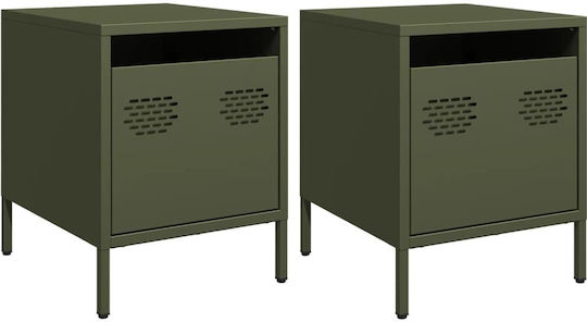 Metal Bedside Tables Green 2 Pieces 35x39x43.5cm