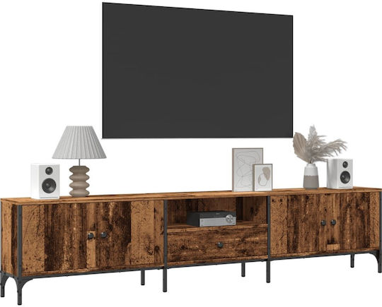 TV Stand Made of Metal & Wood Brown L200xD25xH44cm