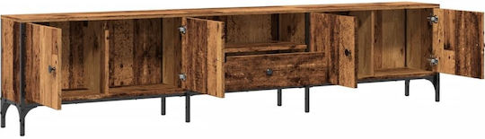 TV Stand Made of Metal & Wood Brown L200xD25xH44cm