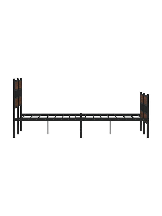 Doppeltes Metallbett Braun Mit Lattenrost Für Die Matratze 137x190cm