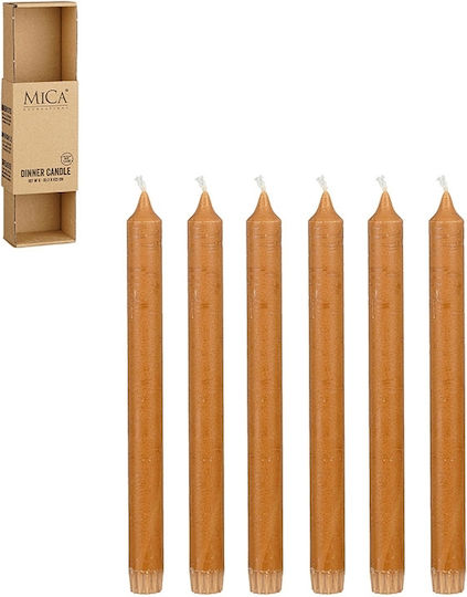 Mica Dekoratives Kegel Kerze Braune 25cm 520g 6Stücke