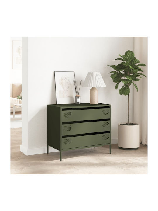 Metallic Chest of Drawers Olive 68x39x58.5cm