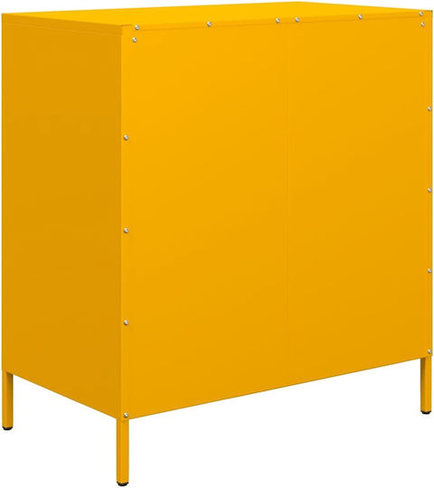 Metallic Chest of Drawers with 4 Drawers Mustard 68x39x73.5cm