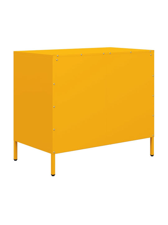 Metallic Chest of Drawers with 3 Drawers Mustard 68x39x58.5cm
