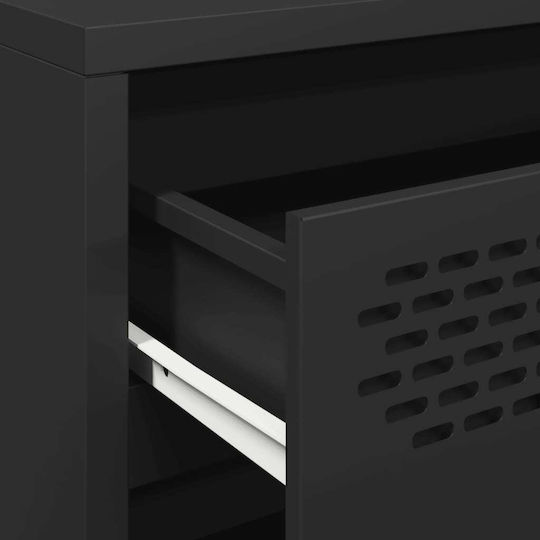 Metallic Chest of Drawers with 4 Drawers Black Velvet-Black Metal 68x39x73.5cm