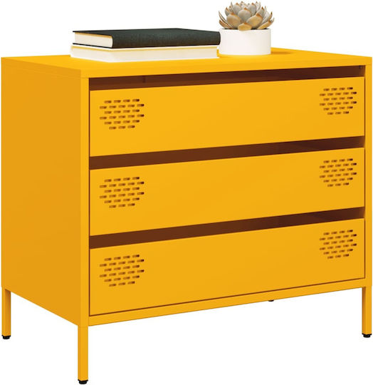Comoda pentru Dormitor Metalică cu 3 sertare Mustard 68x39x58.5buc