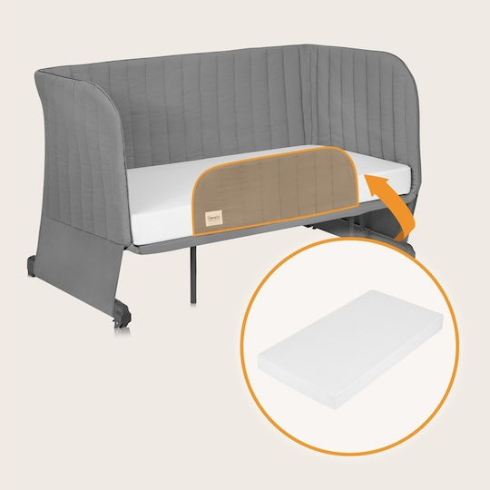 Lionelo Wiege Thomi Plus mit Matratze und Rädern Gray Concrete