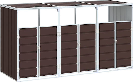 Triple Waste Bin Frame 216x81x115 cm Steel Brown 4006182