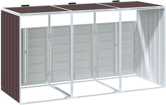 Triple Waste Bin Frame 216x81x115 cm Steel Brown 4006182