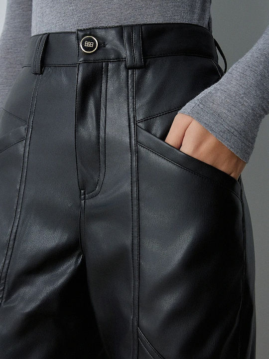 Women's Fabric Trousers Regular Fit Black