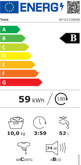 Tesla Πλυντήριο Ρούχων 10kg με Τεχνολογία Ατμού 1200 Στροφών Inverter Motor WF101230KGR