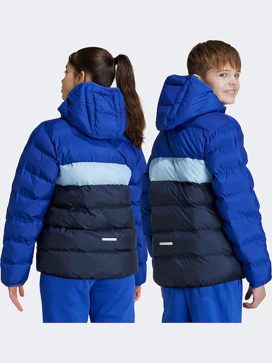 Down Kids Sports Jacket with Hood Blue