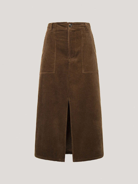 Pepe Jeans Midi Skirt in Brown Color