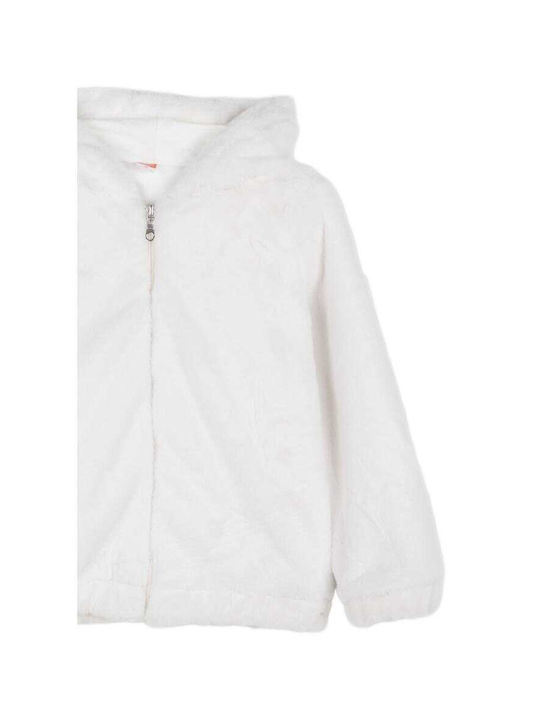 Joyce Kids Fur Coat with Hood White