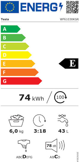 Tesla Πλυντήριο Ρούχων 6kg 1000 Στροφών Drum Clean WF61030KGR