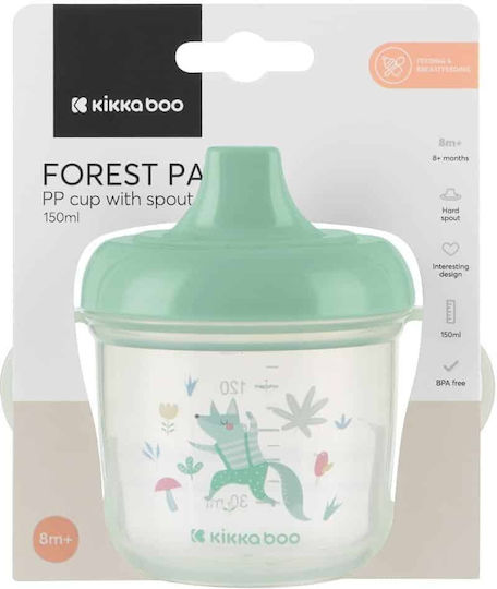 Kikka Boo Educational Sippy Cup Plastic with Handles Green Forest Party Mint for 12m+m+ 150ml