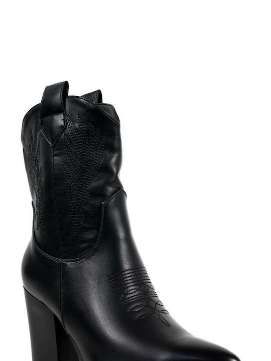 Black Classic Western Stitching Design Ankle Boots