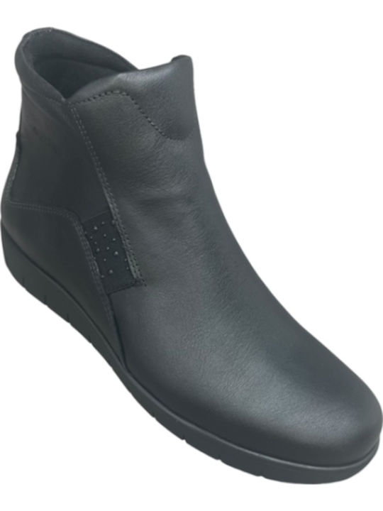 Leather Women's Ankle Boots Platform Black