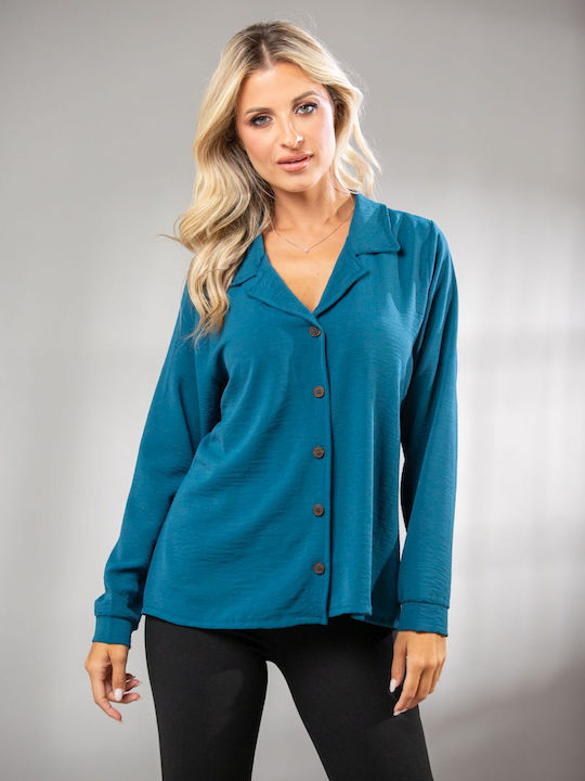 Boutique Women's Long Sleeve Shirt PETROL