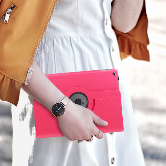 Husă tip folio cu suport 360° absorbantă de șocuri pentru Apple iPad 10.2 2019 2020 – Fuchsia