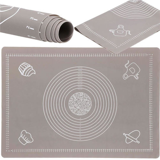 Covoraș pentru frământat aluat din silicon alimentar, rezistent la căldură, 65x45cm, gri