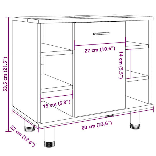 vidaXL Countertop without Sink L60xW32xH53.5cm Coffee