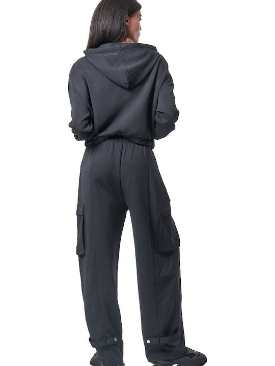 Women's Sweatshirt Jacket Hooded Black