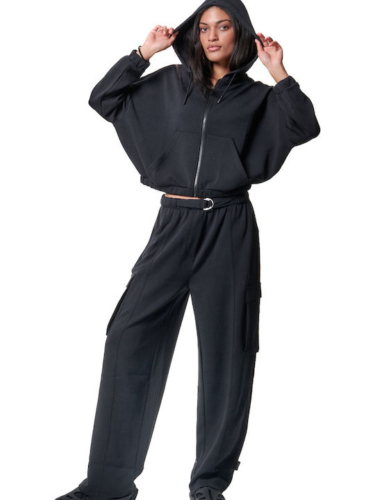 Women's Sweatshirt Jacket Hooded Black