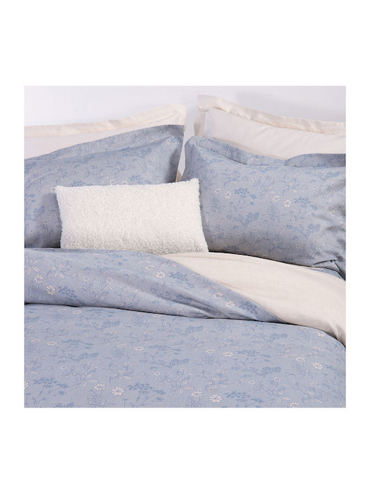 Nef-Nef Homeware Duvet Cover Set Cotton Satin Queen with 2 Pillowcases 240x230 Vista L.blue