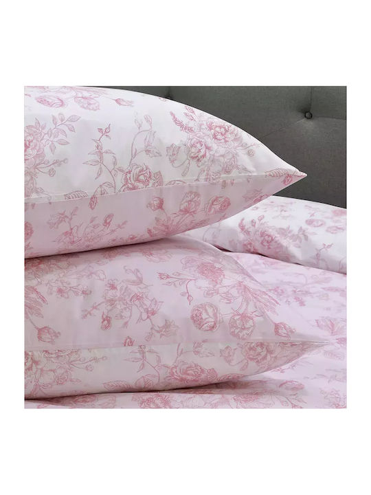 Lino Home Duvet Cover Set Cotton Queen with 2 Pillowcases 220x240 Ville Pink