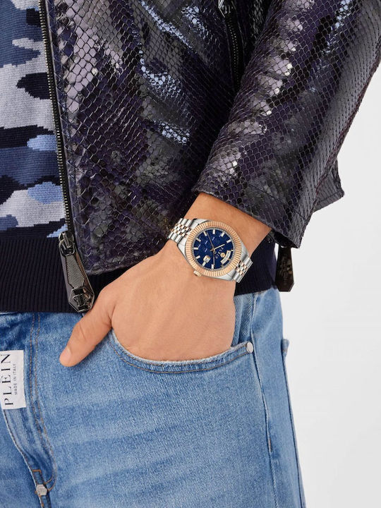 Philipp Plein Superlative Men's Battery Watch With Pink Gold Metal Bracelet