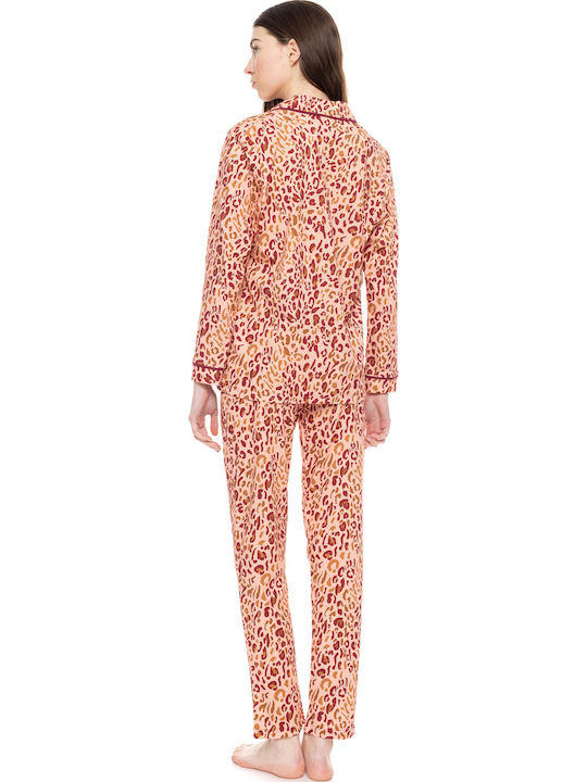 Pink Label Winter Damen Pyjama-Set Orange