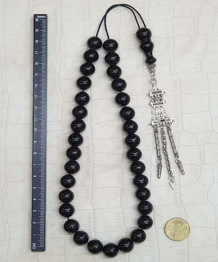 Roloi Komboloi Mastic Worry Beads with 33 Beads Black 41cm